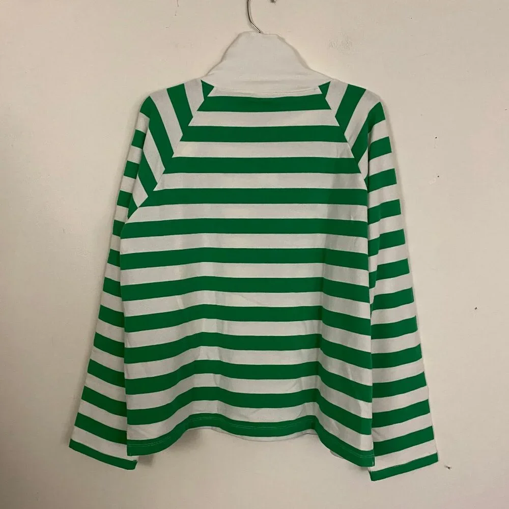 J. Crew Striped wide button-collar pullover sweatshirt in lightweight terry L